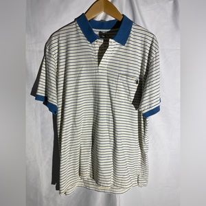 Southern Proper Cream and Blue Striped Polo Shirt